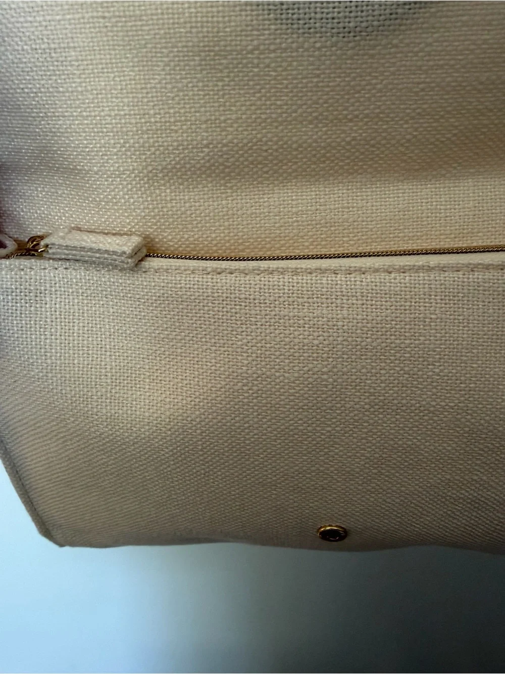 Giorgio Armani Beige Shoulder Bag with Teal Logo and Gold Chain